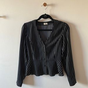 Navy Striped Wilfred Blouse from Aritzia